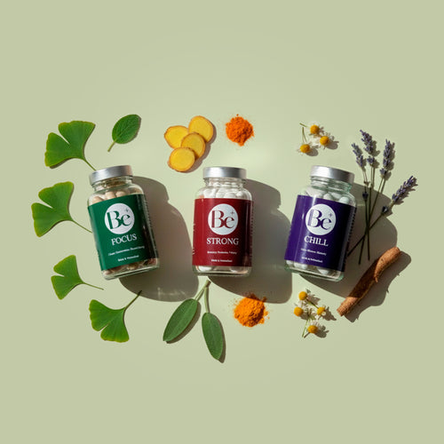 The Be Trilogy complete Swiss supplement bundle with Be Focus, Be Chill and Be Strong
