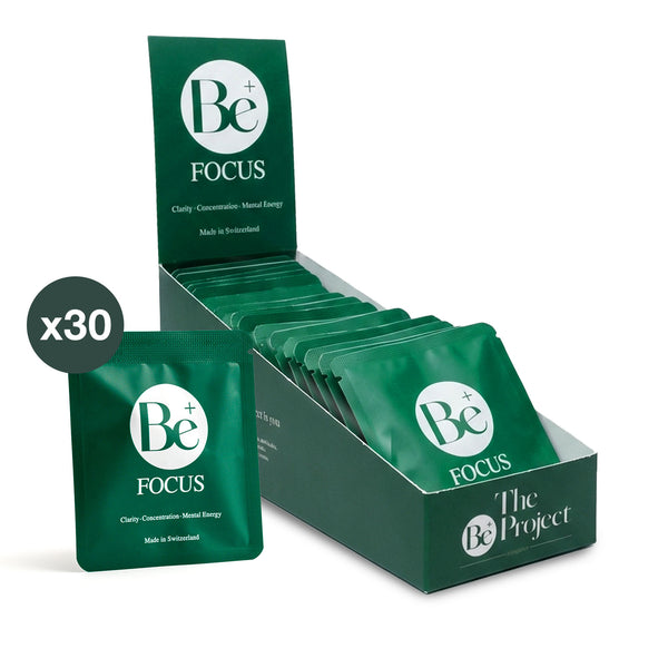 Be Focus supplement sachets display box with 30 individual packets